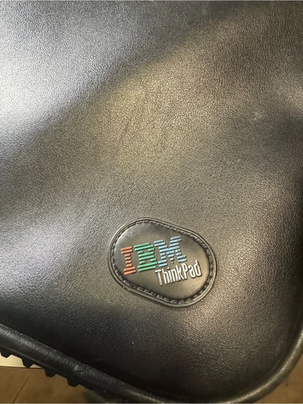 Vintage IBM Black Faux Leather Laptop bag Briefcase Geek Nerd Think Pad